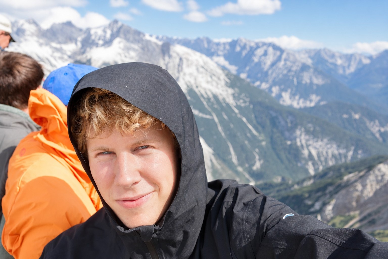 Hooded up above the snow line